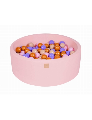 Apvalus kamuoliukų baseinas MeowBaby, 90x30cm, 200 kamuoliukų, šviesiai rožinis MEO089