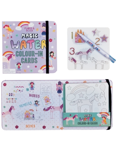 Color-In Cards with Water Marker Floss & Rock Unicorn