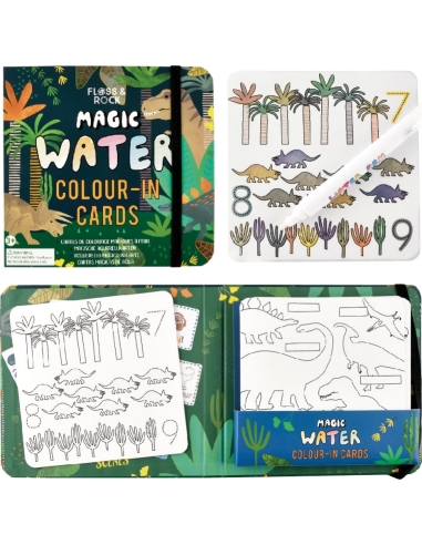 Colour-In Cards with Water Marker Floss & Rock Dinosaur