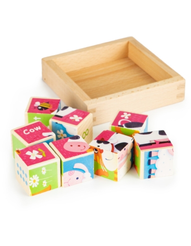 Edukacinės medinės kaladėlės-dėlionė Ecotoys Zoo