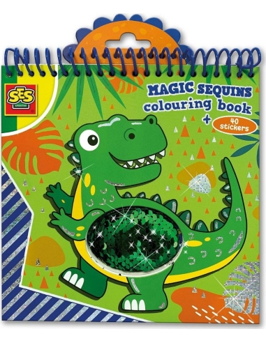 Magiška spalvinimo knygelė su blizgučiais „Dinozaurai“ SES 