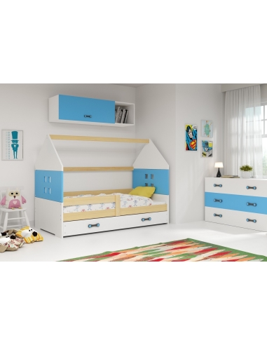 Bed For Children HOUSE - Pine-White-Blue, 160x80cm