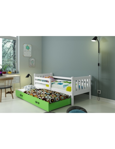 Bed For Children CARINO - White-Green, Double, 190x80cm