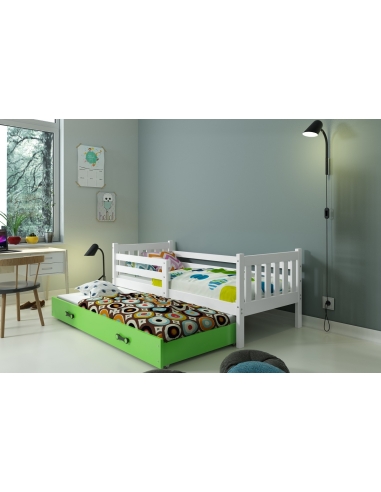 Vaikiška lova CARINO - balta-žalia, dvivietė, 190x80cm