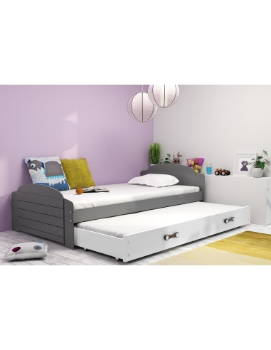 Vaikiška lova LILI - pilka-balta, dvivietė, 200x90cm