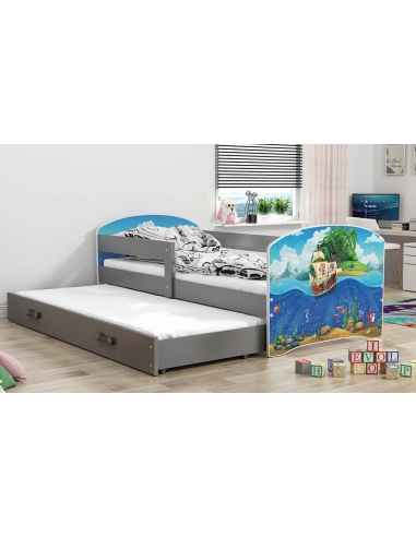 Vaikiška lova LUKAS PIRATE - pilka, dvivietė, 160x80cm