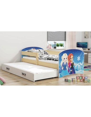Bed For Children LUKAS SNOW - Pine-White, Double, 160x80cm