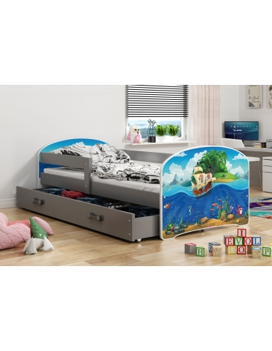 Bed for Children LUKAS OCEAN - Grafit, Single, 160x80cm