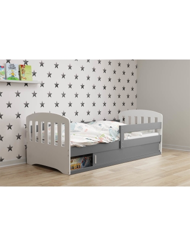 Bed For Children CLASSIC 1 - White-Grey, Single, 160x80cm