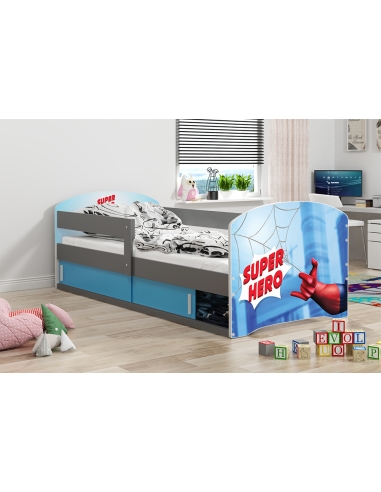 Bed For Children LUKAS 1 SUPER HERO - Grafit, Single, 160x80cm