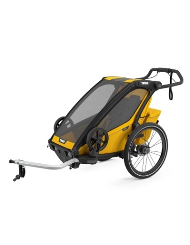 Multi-Sport dviračio priekaba, vežimėlis vaikui Thule Chariot Sport Black/Spectra Yellow, vienvietis