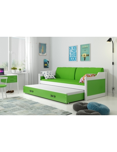 Vaikiška lova DOVYDAS - balta-žalia, dvivietė