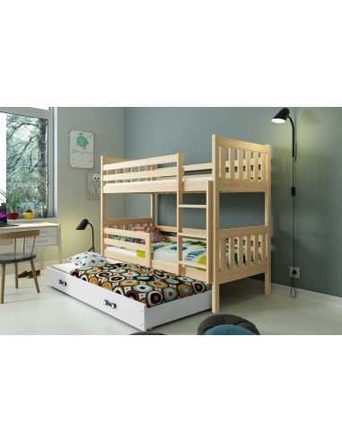 Bunk Bed For Children CARINO - Pine, Triple, 190x80cm