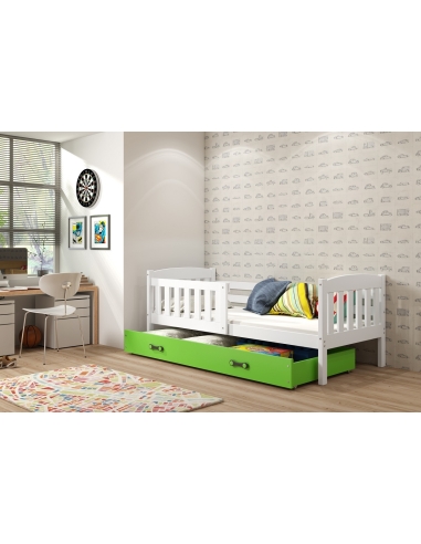 Vaikiška lova KUBUS - balta-žalia, viengulė