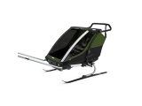 Multi-Sport dviračio priekaba, vežimėlis vaikui Thule Chariot Cab Aluminium/Cypress Green, dvivietis