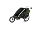 Multi-Sport dviračio priekaba, vežimėlis vaikui Thule Chariot Cab Aluminium/Cypress Green, dvivietis