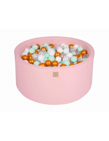 Apvalus kamuoliukų baseinas MeowBaby, 90x40cm, 300 kamuoliukų, šviesiai rožinis MEO118