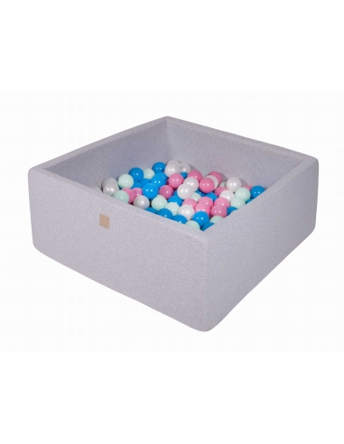 Square Ball Pit MeowBaby, 90x90x40cm, 200 Balls, Light Gray MEK034