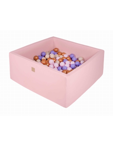 Kvadratinis kamuoliukų baseinas MeowBaby, 90x90x40cm, 200 kamuoliukų, šviesiai rožinis MEK028