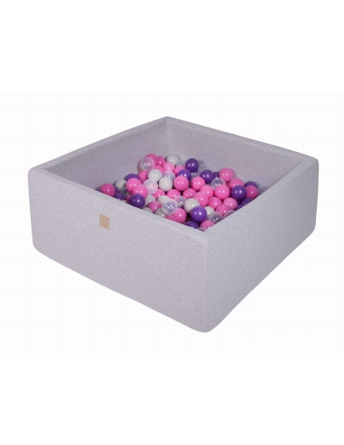 Square Ball Pit MeowBaby, 90x90x40cm, 200 Balls, Light Gray MEK025
