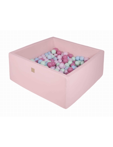 Kvadratinis kamuoliukų baseinas MeowBaby, 90x90x40cm, 200 kamuoliukų, šviesiai rožinis MEK032