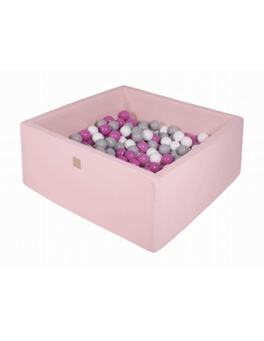 Kvadratinis kamuoliukų baseinas MeowBaby, 90x90x40cm, 200 kamuoliukų, šviesiai rožinis MEK044