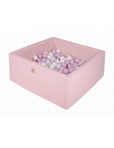 Kvadratinis kamuoliukų baseinas MeowBaby, 90x90x40cm, 200 kamuoliukų, šviesiai rožinis MEK047