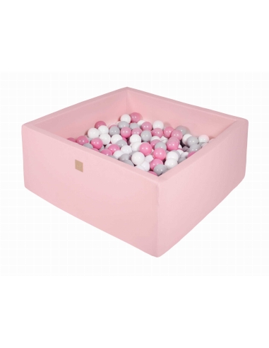 Kvadratinis kamuoliukų baseinas MeowBaby, 90x90x40cm, 200 kamuoliukų, šviesiai rožinis MEK027