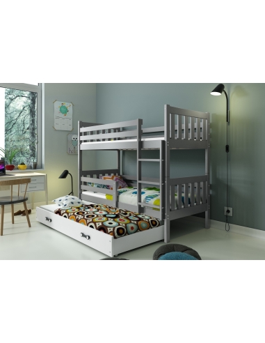 Bunk Bed For Children CARINO - Grafit-White, Triple, 190x80cm