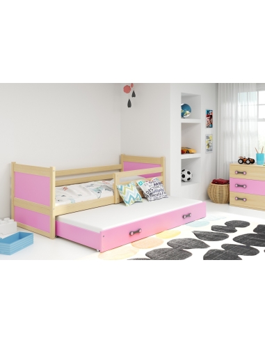 Vaikiška lova RICO - pušis-rožinė, dvivietė