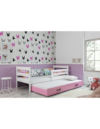 Vaikiška lova ERIKAS - balta-rožinė, dvivietė