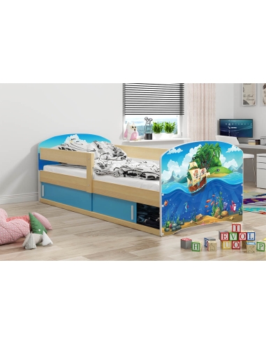 Bed For Children LUKAS 1 PIRATES - Pine, Single, 160x80cm