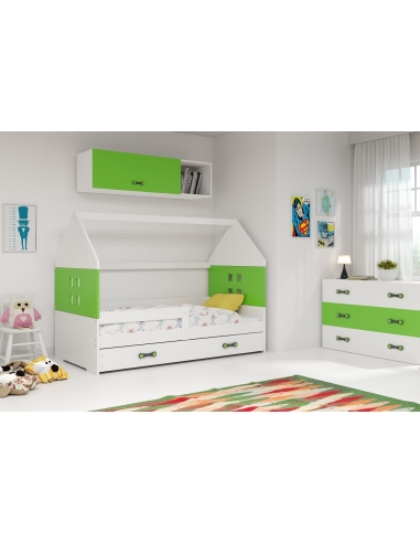 Bed For Children HOUSE - White-Green, Single, 160x80cm