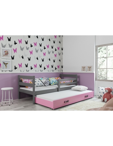 Vaikiška lova ERIKAS - pilka-rožinė, dvivietė