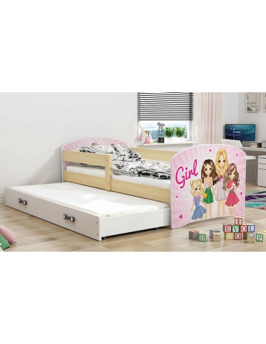 Bed For Children LUKAS GIRL - Pine-White, Double, 160x80cm
