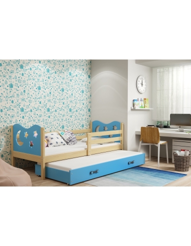Vaikiška lova MIKO - pušis-mėlyna, dvivietė