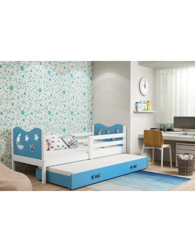 Vaikiška lova MIKO - balta-mėlyna, dvivietė