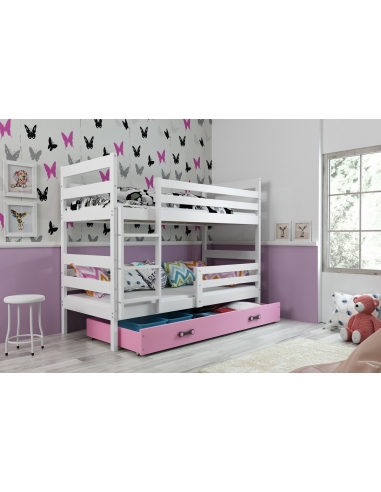 Dviaukštė vaikiška lova ERIKAS - balta-rožinė