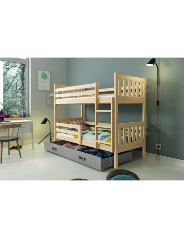 Bunk Bed For Children CARINO - Pine-Grey, 190x80cm