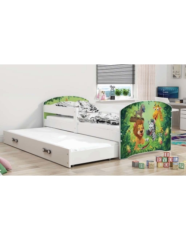 Vaikiška lova LUKAS ANIMALS - balta, dvivietė, 160x80cm