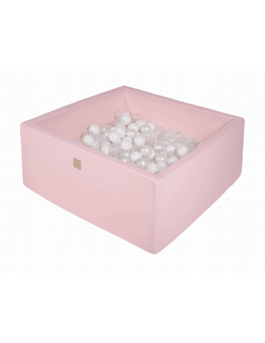Kvadratinis kamuoliukų baseinas MeowBaby, 90x90x40cm, 200 kamuoliukų, šviesiai rožinis MEK045
