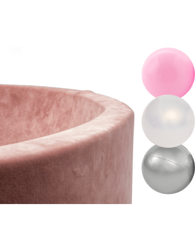 Ballpool Velvet Set with 150 Balls Misioo Velvet - Pink, Girlish Pattern