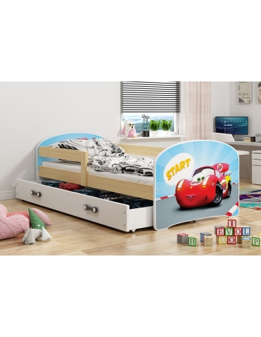 Bed for Children LUKAS CARS - Pine, Single, 160x80cm