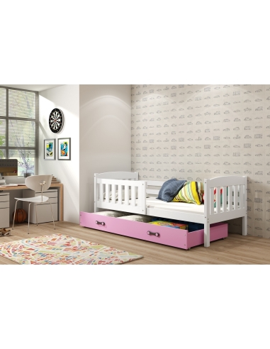 Vaikiška lova KUBUS - balta-rožinė, viengulė