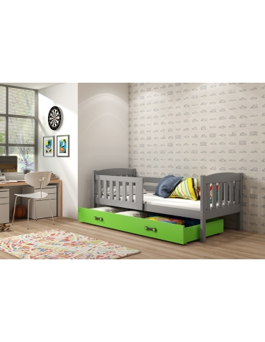 Vaikiška lova KUBUS - pilka-žalia, viengulė