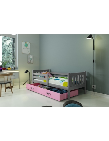 Bed For Children CARINO - Grafit-Pink, 190x80cm