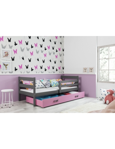 Vaikiška lova ERIKAS - pilka-rožinė, viengulė
