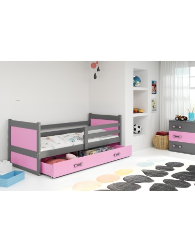 Vaikiška lova RICO - pilka-rožinė, viengulė