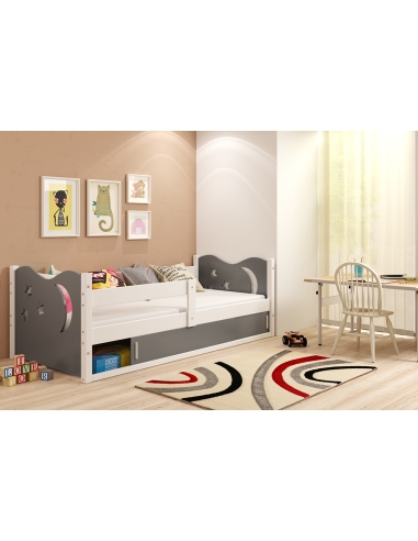 Bed For Children MYKOLAS - White-Grey, Single, 160x80cm