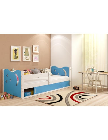 Bed For Children MYKOLAS - White-Blue, Single, 160x80cm